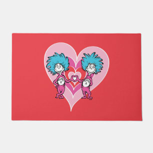 Dr. Seuss Valentine   Thing One Thing Two Doormat