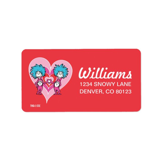 Dr. Seuss Valentine | Thing One Thing Two Label (Front)