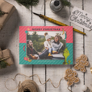 Dr. Seuss   Vintage Grinch Family Photo Holiday Card