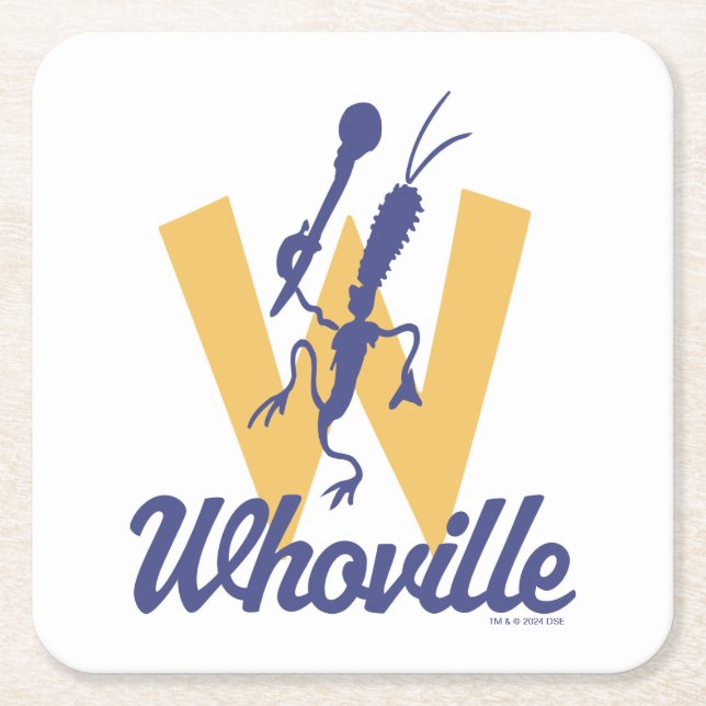 Dr. Seuss | Who-ville W Logo Square Paper Coaster (Front)