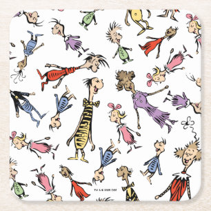 Dr. Seuss Whoville Characters Festive Pattern Square Paper Coaster