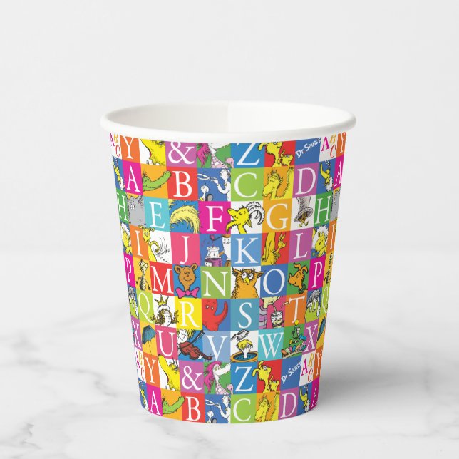 Dr. Seuss's ABC Colorful Block Letter Pattern Paper Cups (Left)