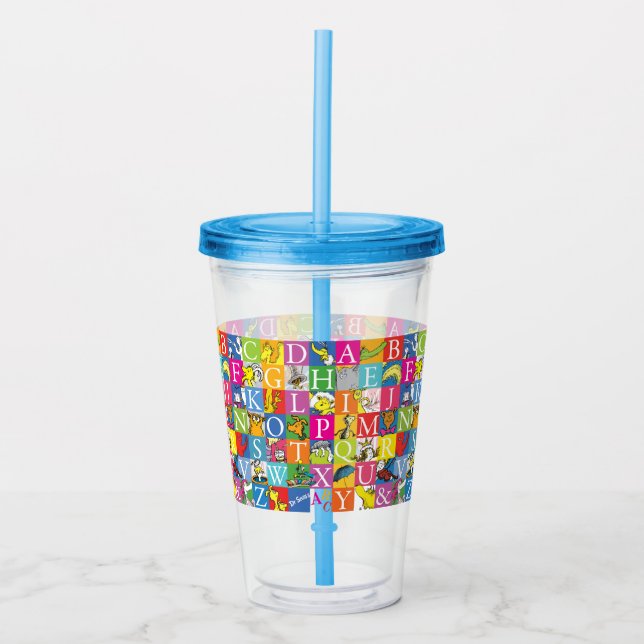 Dr. Seuss's ABC Colourful Block Letter Pattern Acrylic Tumbler (Front)