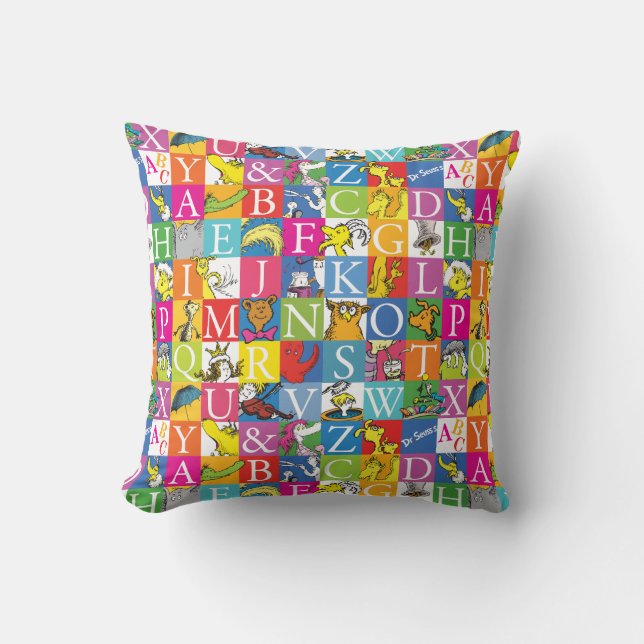 Dr. Seuss's ABC Colourful Block Letter Pattern Cushion (Front)