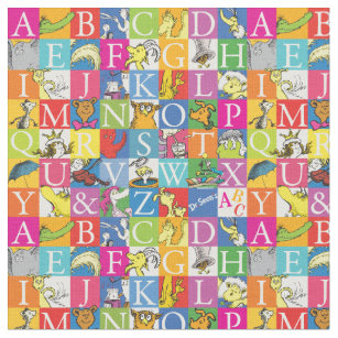 Dr. Seuss's ABC Colourful Block Letter Pattern Fabric