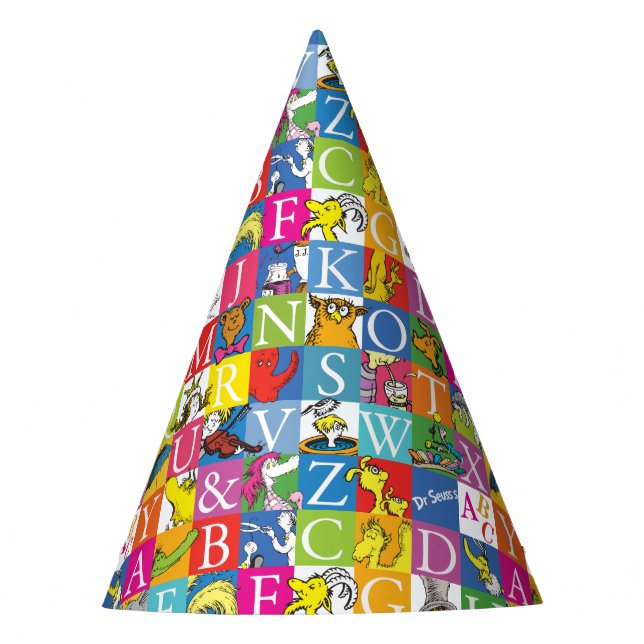 Dr. Seuss's ABC Colourful Block Letter Pattern Party Hat (Front)