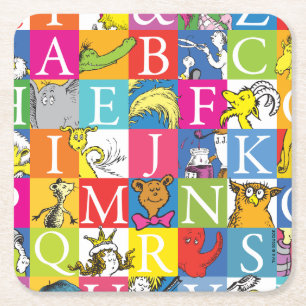 Dr. Seuss's ABC Colourful Block Letter Pattern Square Paper Coaster