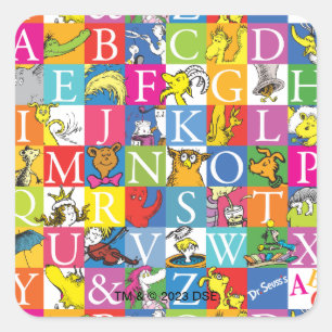 Dr. Seuss's ABC Colourful Block Letter Pattern Square Sticker