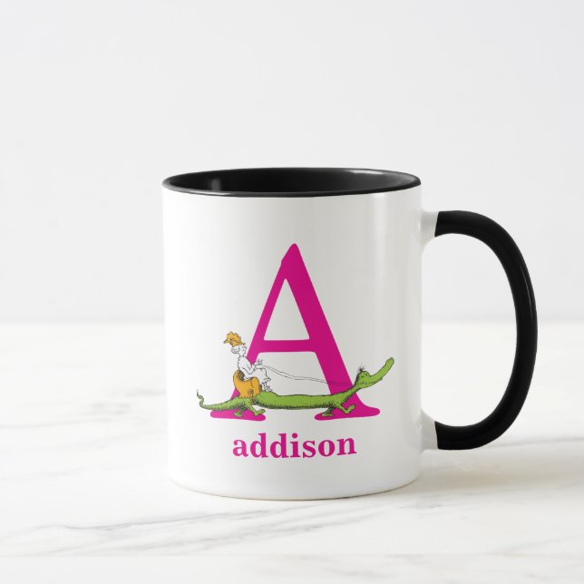 Dr. Seuss's ABC: Letter A - Pink | Add Your Name Mug (Right)