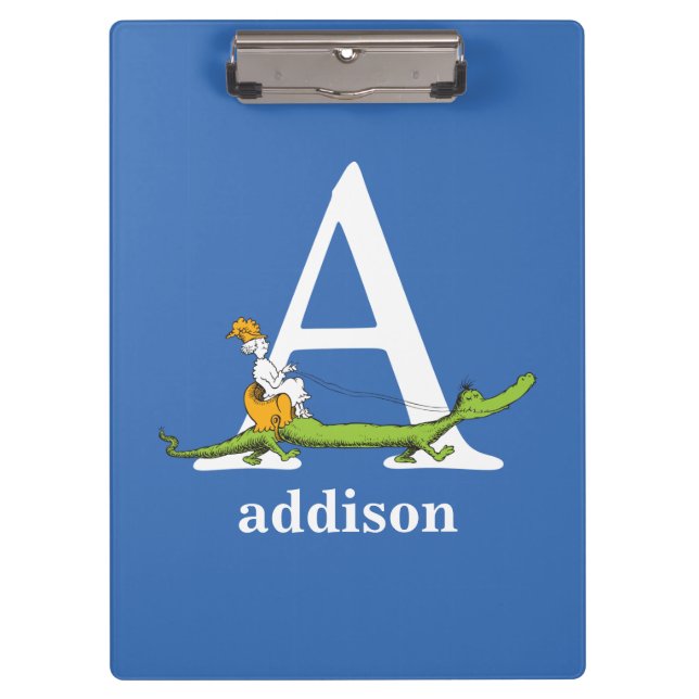 Dr. Seuss's ABC: Letter A - White | Add Your Name Clipboard (Front)