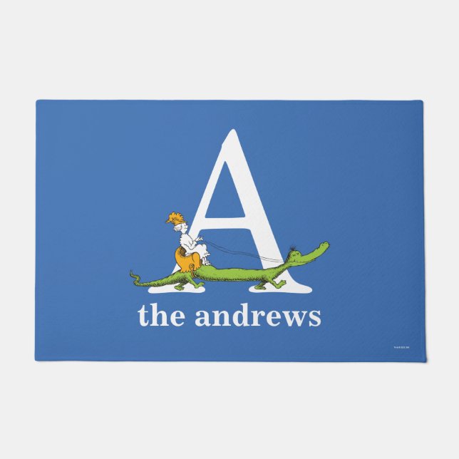 Dr. Seuss's ABC: Letter A - White | Add Your Name Doormat (Front)