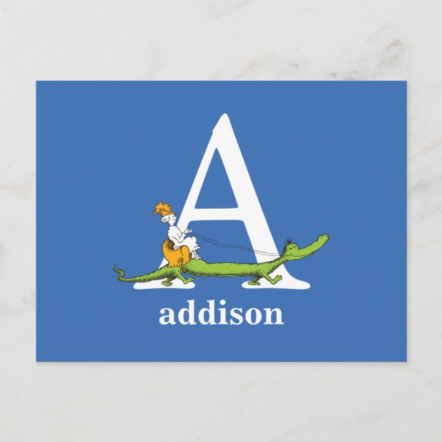 Dr. Seuss's ABC: Letter A - White | Add Your Name Postcard (Front)