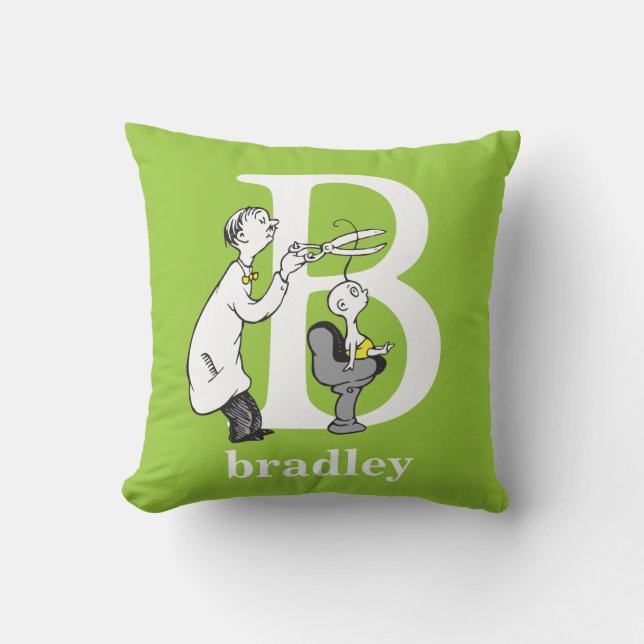 Dr. Seuss's ABC: Letter B - White | Add Your Name Cushion (Front)