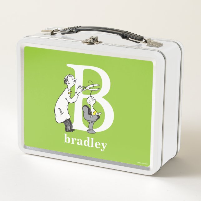 Dr. Seuss's ABC: Letter B - White | Add Your Name Metal Lunch Box (Front)