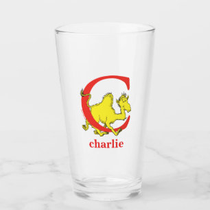 Dr. Seuss's ABC: Letter C - Red Add Your Name Glass