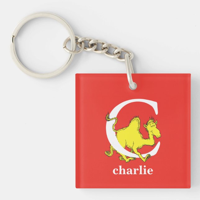 Dr. Seuss's ABC: Letter C - White | Add Your Name Key Ring (Front)