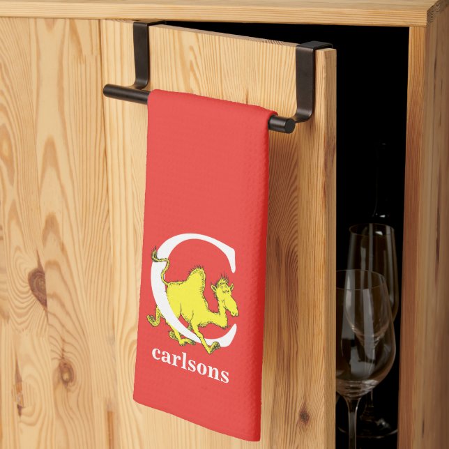 Dr. Seuss's ABC: Letter C - White | Add Your Name Tea Towel (Thirds Fold)