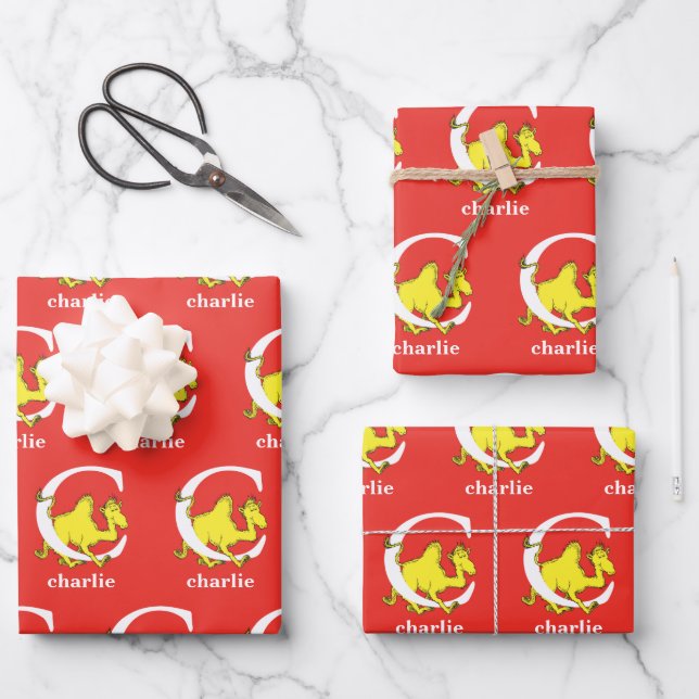 Dr. Seuss's ABC: Letter C - White | Add Your Name Wrapping Paper Sheet (Front)