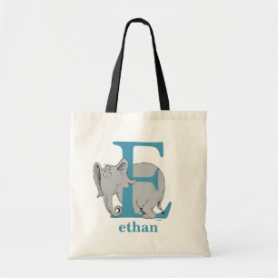 Dr. Seuss's ABC: Letter E - Blue Add Your Name Tote Bag
