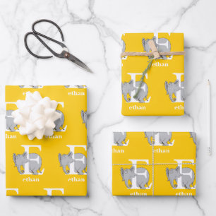 Dr. Seuss's ABC: Letter E - White   Add Your Name Wrapping Paper Sheet
