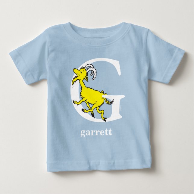 Dr. Seuss's ABC: Letter G - White | Add Your Name Baby T-Shirt (Front)