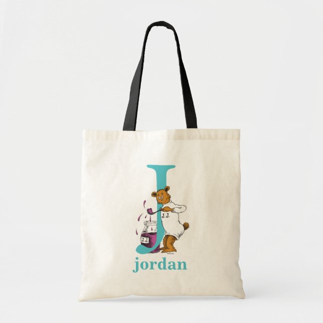 Dr. Seuss's ABC: Letter J - Teal | Add Your Name Tote Bag (Front)