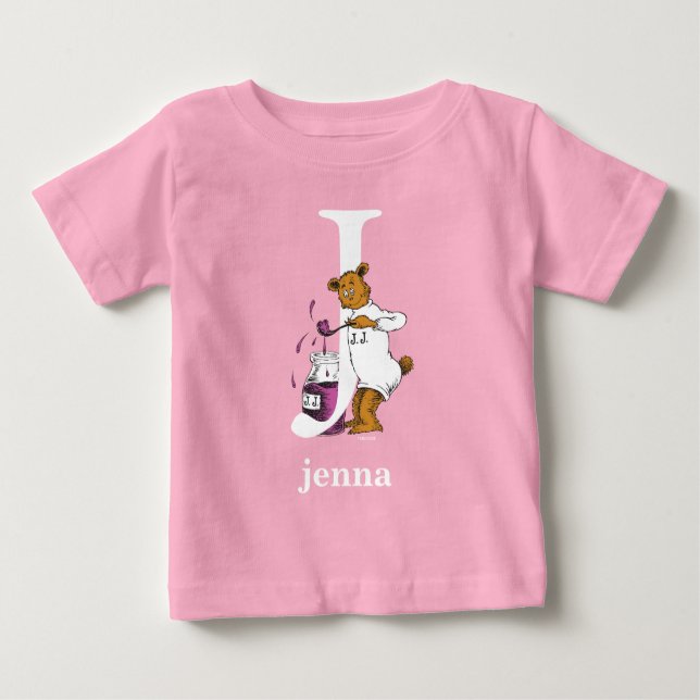 Dr. Seuss's ABC: Letter J - White | Add Your Name Baby T-Shirt (Front)