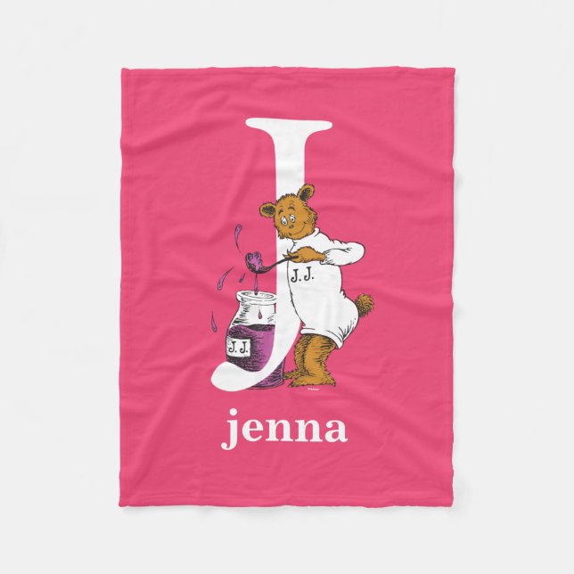 Dr. Seuss's ABC: Letter J - White | Add Your Name Fleece Blanket (Front)