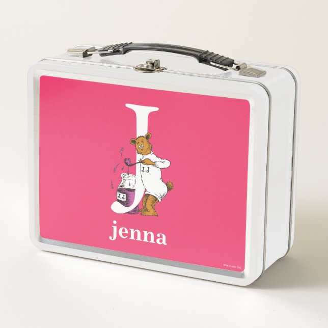 Dr. Seuss's ABC: Letter J - White | Add Your Name Metal Lunch Box (Front)