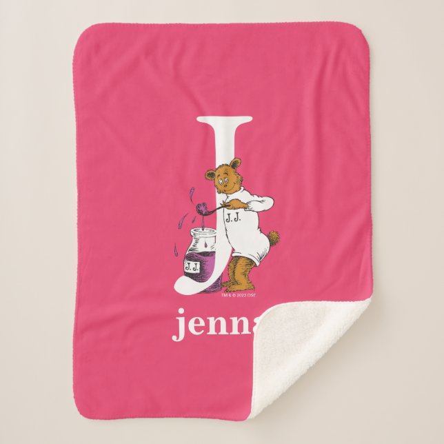Dr. Seuss's ABC: Letter J - White | Add Your Name Sherpa Blanket (Front)