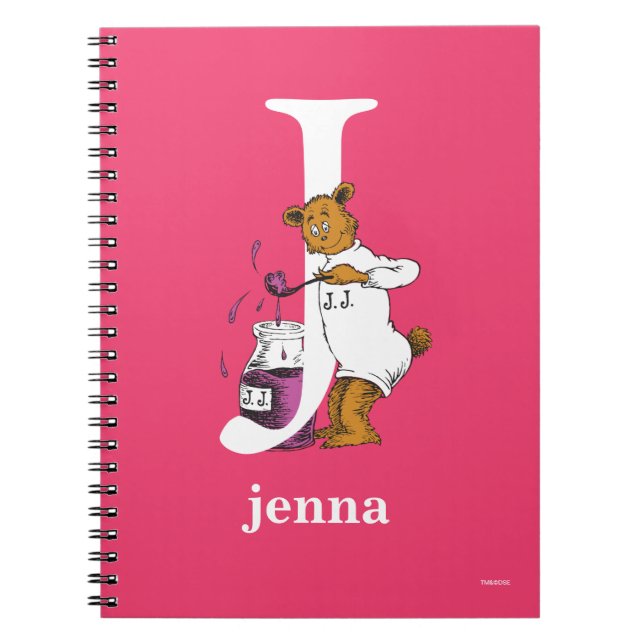 Dr. Seuss's ABC: Letter J - White | Add Your Name Spiral Notebook (Front)