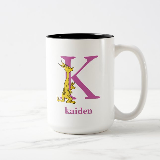 Dr. Seuss's ABC: Letter K - Purple | Add Your Name Two-Tone Coffee Mug (Right)