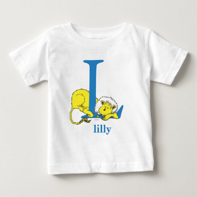 Dr. Seuss's ABC: Letter L - Blue | Add Your Name Baby T-Shirt (Front)
