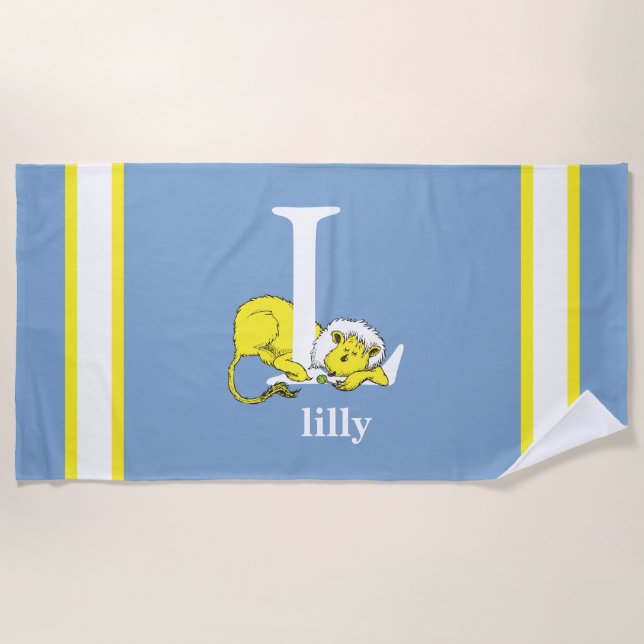 Dr. Seuss's ABC: Letter L - White | Add Your Name Beach Towel (Front)