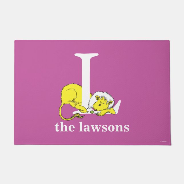 Dr. Seuss's ABC: Letter L - White | Add Your Name Doormat (Front)