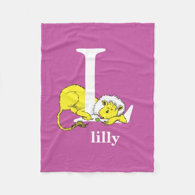 Dr. Seuss's ABC: Letter L - White | Add Your Name Fleece Blanket (Front)