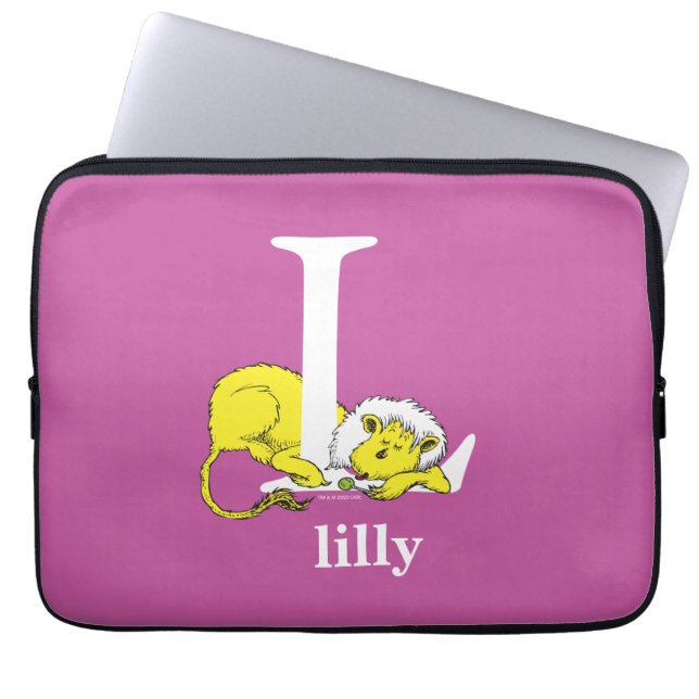 Dr. Seuss's ABC: Letter L - White | Add Your Name Laptop Sleeve (Front)