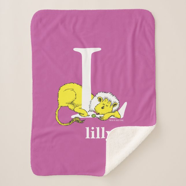 Dr. Seuss's ABC: Letter L - White | Add Your Name Sherpa Blanket (Front)