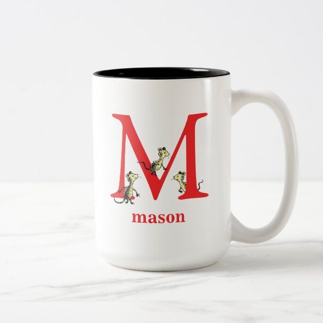 Dr. Seuss's ABC: Letter M - Red | Add Your Name Two-Tone Coffee Mug (Right)