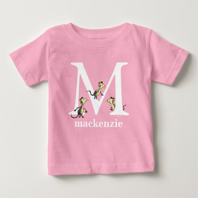 Dr. Seuss's ABC: Letter M - White | Add Your Name Baby T-Shirt (Front)