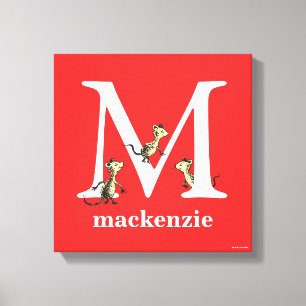 Dr. Seuss's ABC: Letter M - White   Add Your Name Canvas Print