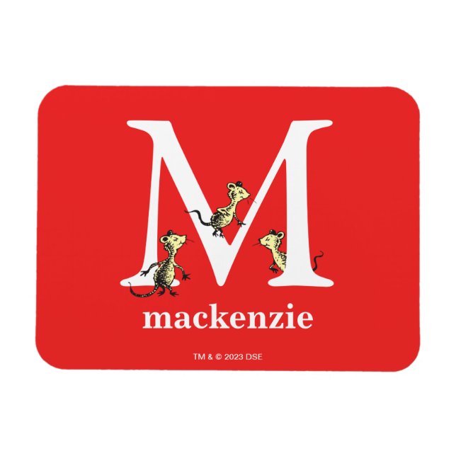 Dr. Seuss's ABC: Letter M - White | Add Your Name Magnet (Horizontal)