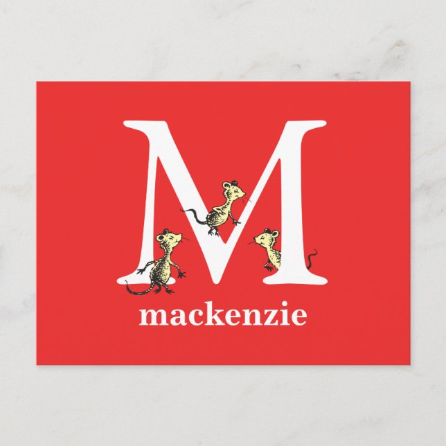 Dr. Seuss's ABC: Letter M - White | Add Your Name Postcard (Front)