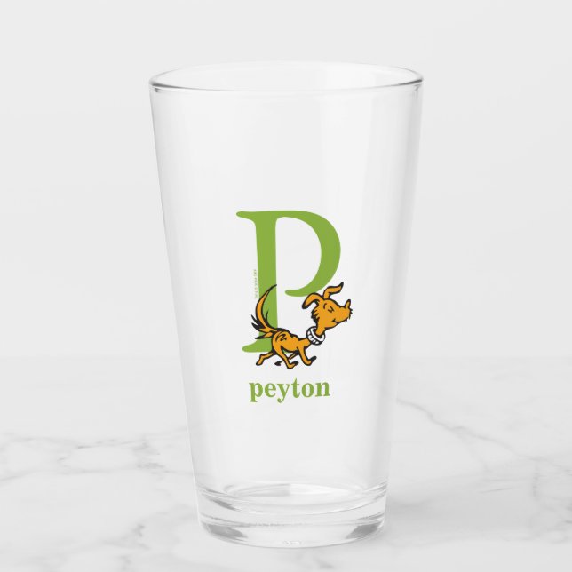 Dr. Seuss's ABC: Letter P - Green | Add Your Name Glass (Front)