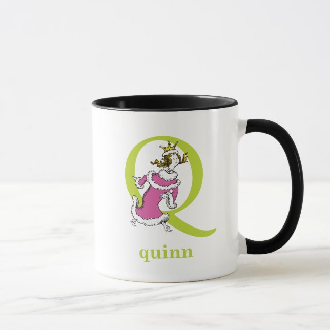 Dr. Seuss's ABC: Letter Q - Green | Add Your Name Mug (Right)