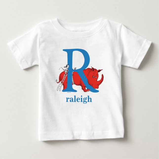 Dr. Seuss's ABC: Letter R - Blue | Add Your Name Baby T-Shirt (Front)