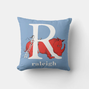 Dr. Seuss's ABC: Letter R - White   Add Your Name Cushion