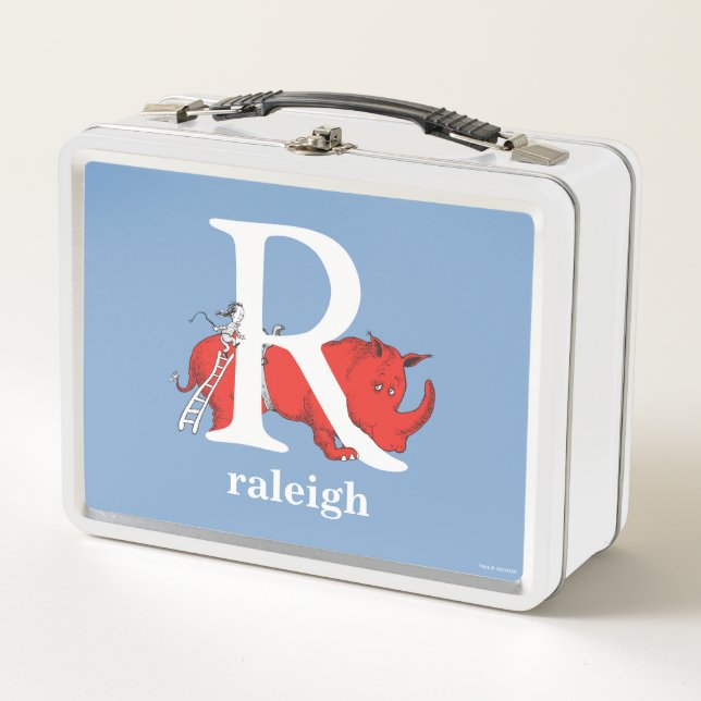 Dr. Seuss's ABC: Letter R - White | Add Your Name Metal Lunch Box (Front)