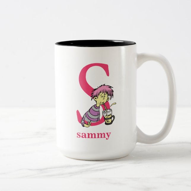 Dr. Seuss's ABC: Letter S - Pink | Add Your Name Two-Tone Coffee Mug (Right)