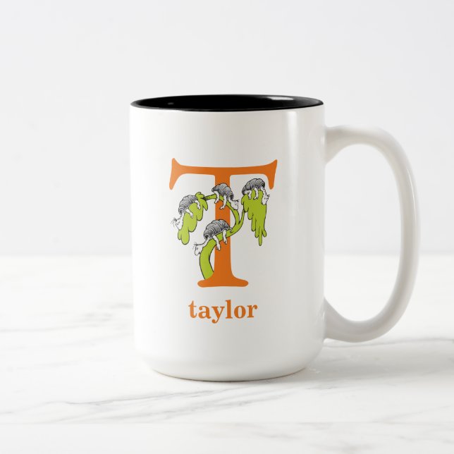 Dr. Seuss's ABC: Letter T - Orange | Add Your Name Two-Tone Coffee Mug (Right)